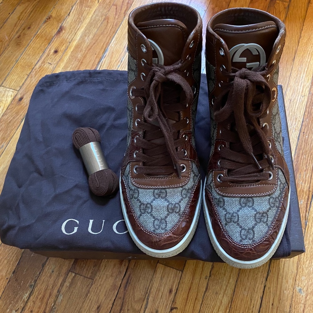 Gucci monogram high top sneakers